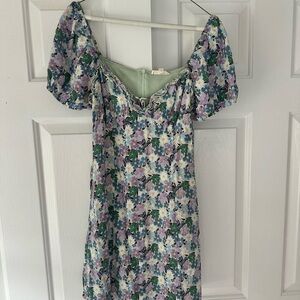 Pacsun Floral/Butterfly Puff Sleeve Mini Dress (Size Small)